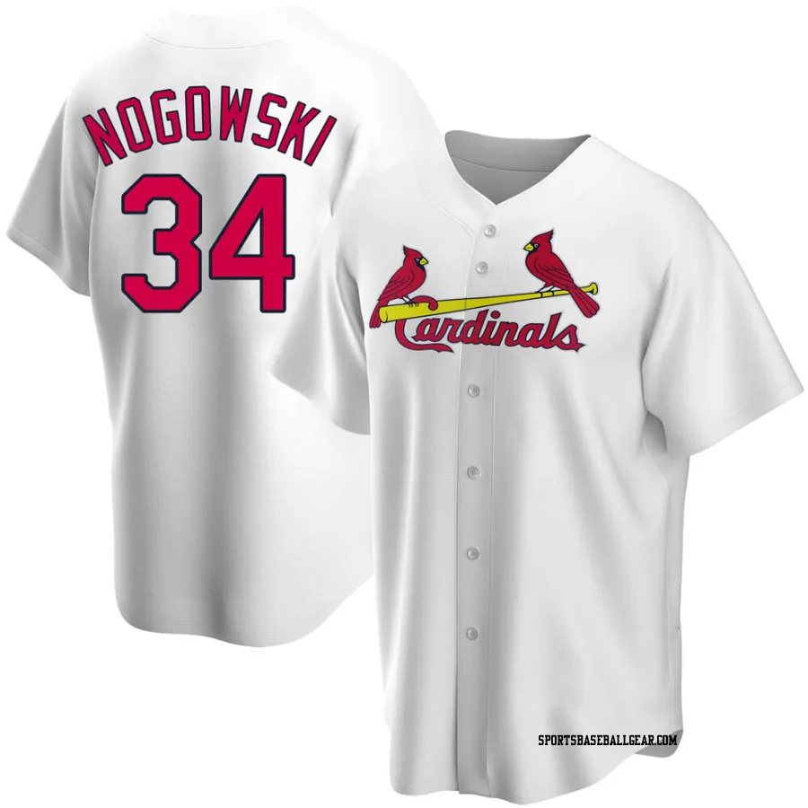 John Nogowski Men's St. Louis Cardinals White Replica Home Jersey