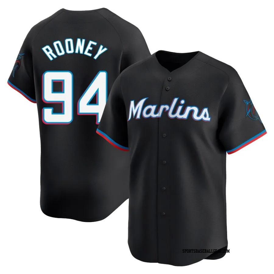 John Rooney Men's Miami Marlins Black Limited Alternate Jersey