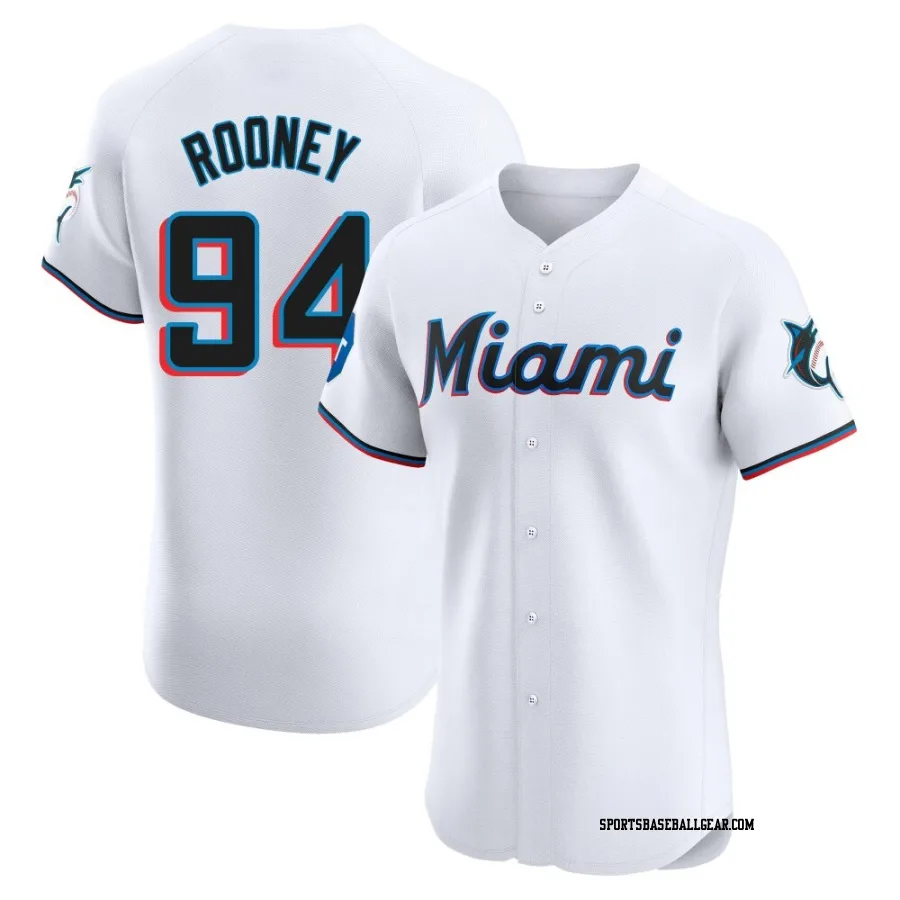 John Rooney Men's Miami Marlins White Elite Home Patch Jersey