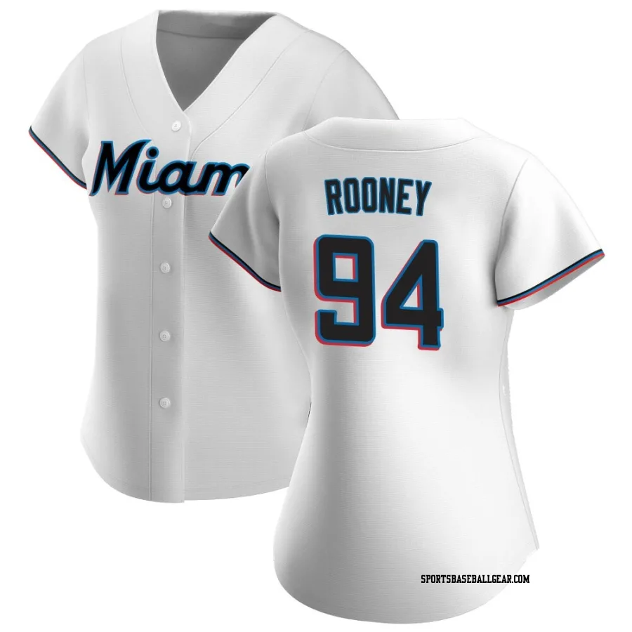 John Rooney Women's Miami Marlins White Authentic Home Jersey