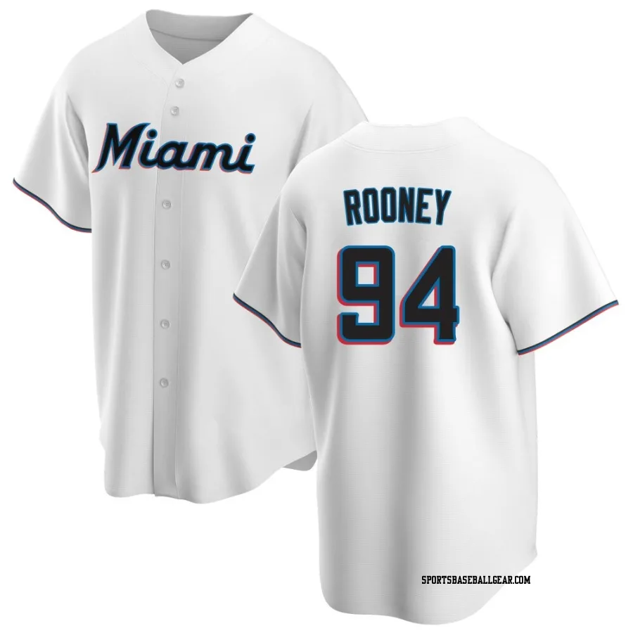 John Rooney Youth Miami Marlins White Replica Home Jersey