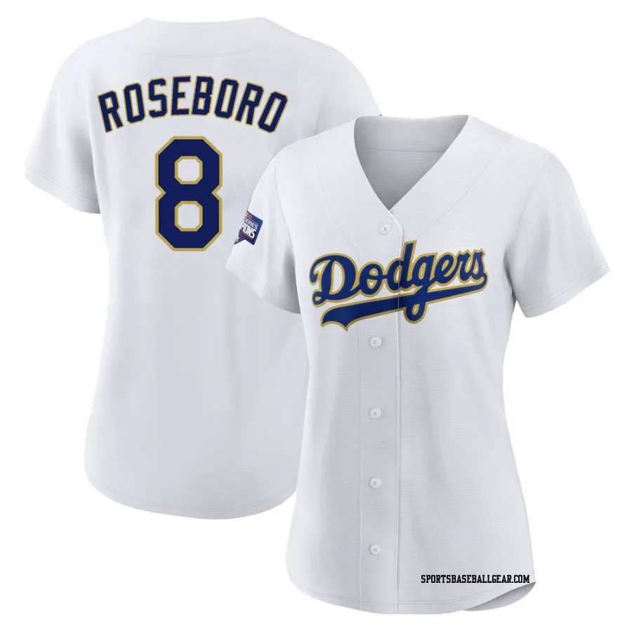 John Roseboro Women's Los Angeles Dodgers White/Gold Authentic 2021 Gold Program Player Jersey