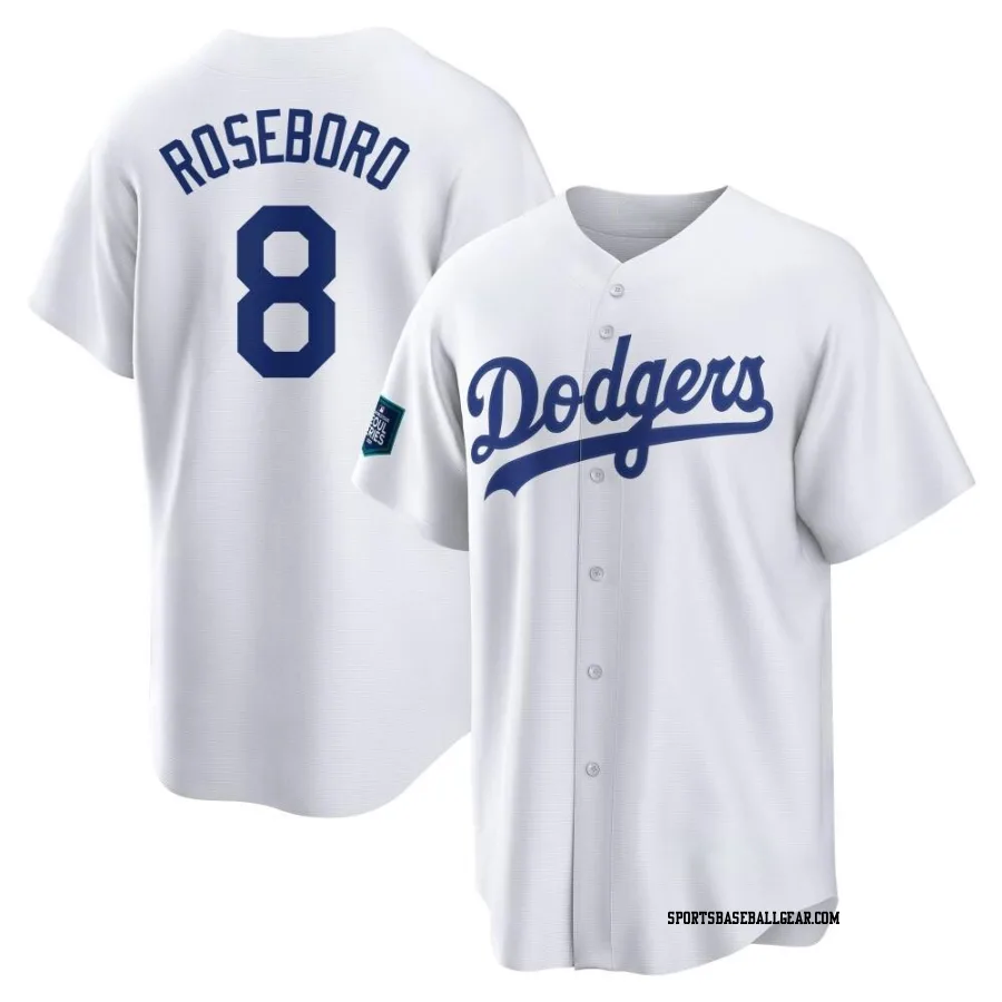 John Roseboro Youth Los Angeles Dodgers White Replica 2024 World Tour Seoul Series Home Jersey