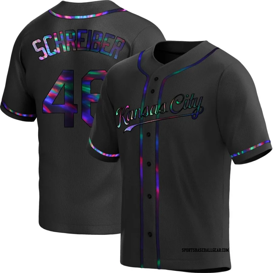 John Schreiber Men's Kansas City Royals Black Holographic Replica Alternate Jersey