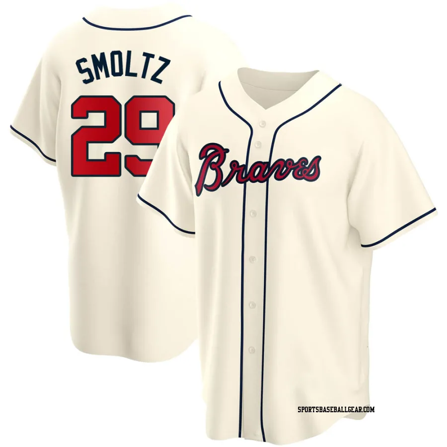 John Smoltz Men's Atlanta Braves Cream Replica Alternate Jersey