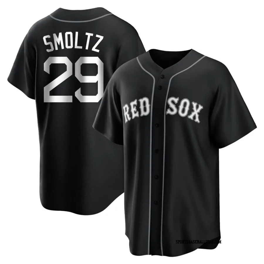 John Smoltz Men's Boston Red Sox Black/White Replica Jersey