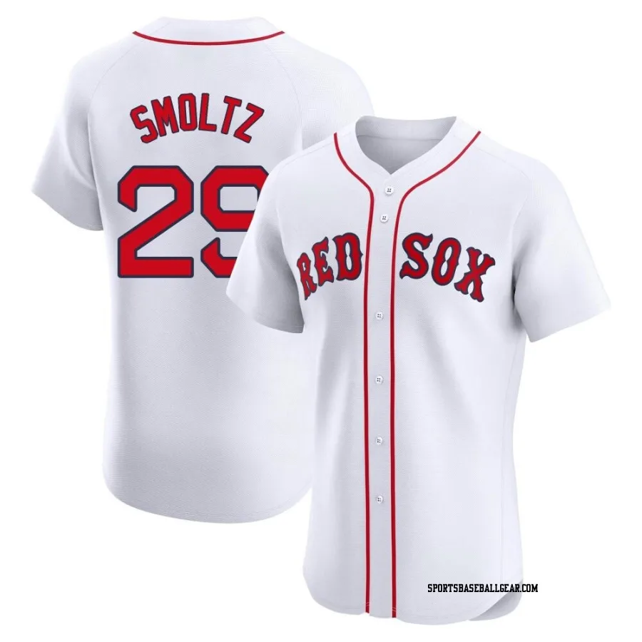 John Smoltz Men's Boston Red Sox White Elite Home Patch Jersey