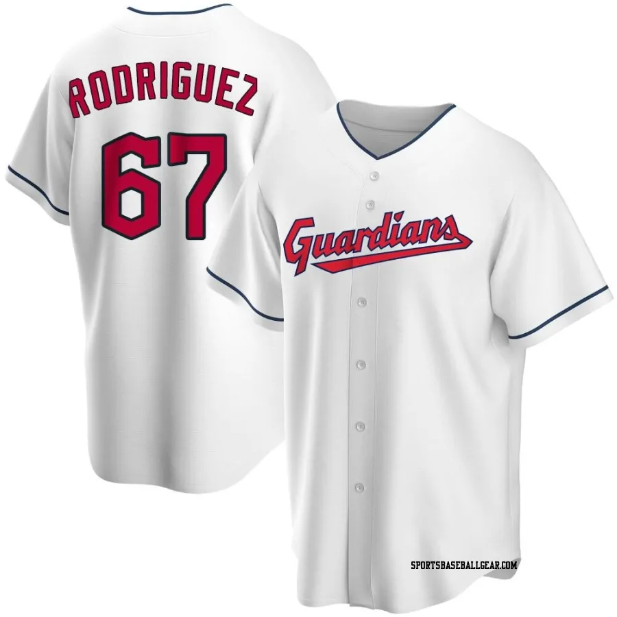 Johnathan Rodriguez Men's Cleveland Guardians White Replica Home Jersey