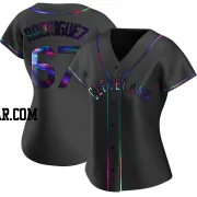 Johnathan Rodriguez Women's Cleveland Guardians Black Holographic Replica Alternate Jersey