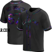 Johnathan Rodriguez Youth Cleveland Guardians Black Holographic Replica Alternate Jersey