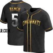 Johnny Bench Men's Cincinnati Reds Black Golden Replica Alternate Jersey