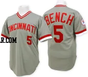 Johnny Bench Men's Cincinnati Reds Grey Authentic Throwback Jersey