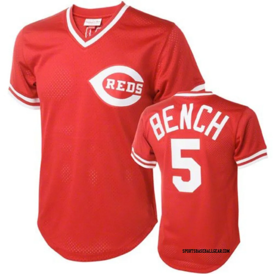 Johnny Bench Men's Cincinnati Reds Red Authentic Throwback Jersey