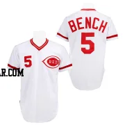 Johnny Bench Men's Cincinnati Reds White Authentic Throwback Jersey