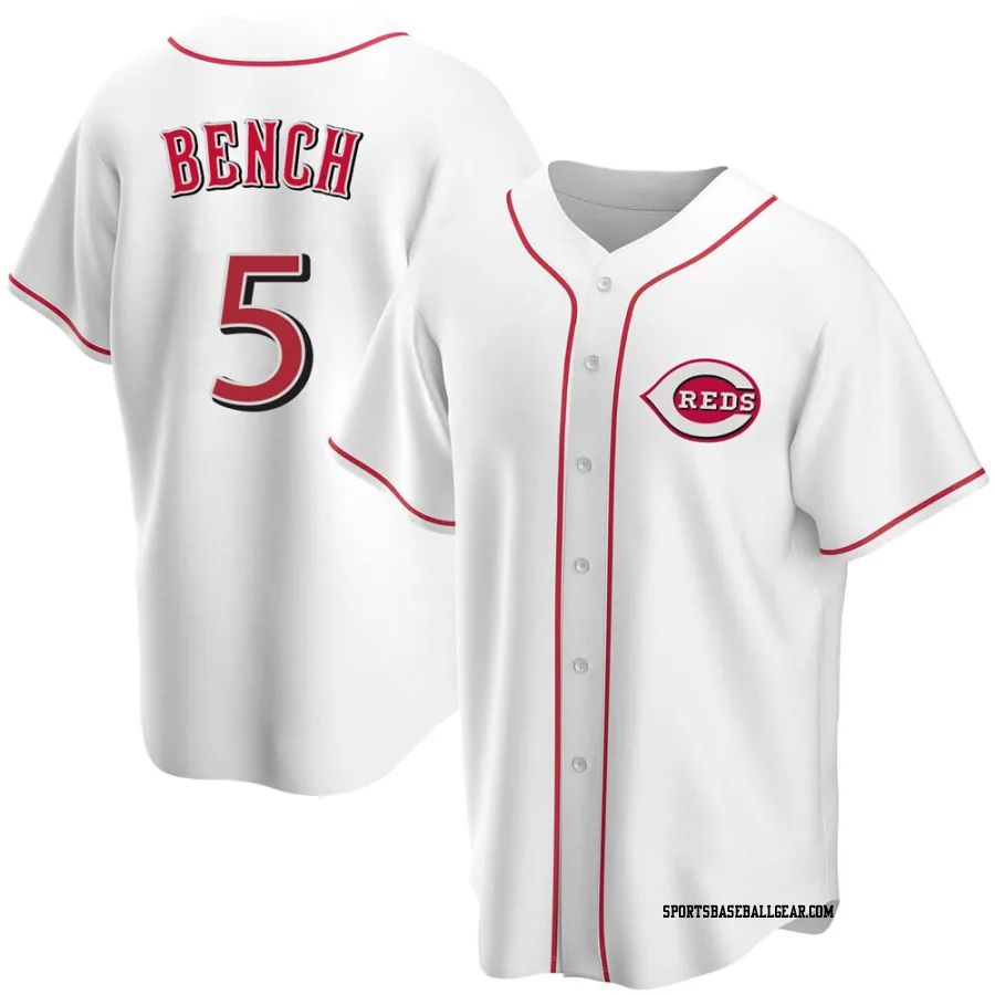 Johnny Bench Men's Cincinnati Reds White Replica Home Jersey