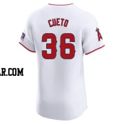 Johnny Cueto Men's Los Angeles Angels White Elite Home Patch Jersey