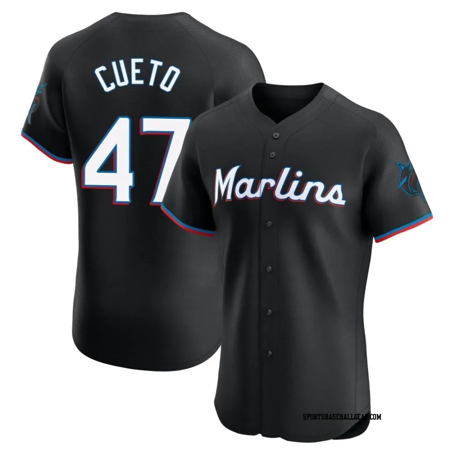 Johnny Cueto Men's Miami Marlins Black Elite Alternate Vapor Premier Jersey