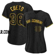 Johnny Cueto Women's Los Angeles Angels Black Authentic Snake Skin City Jersey