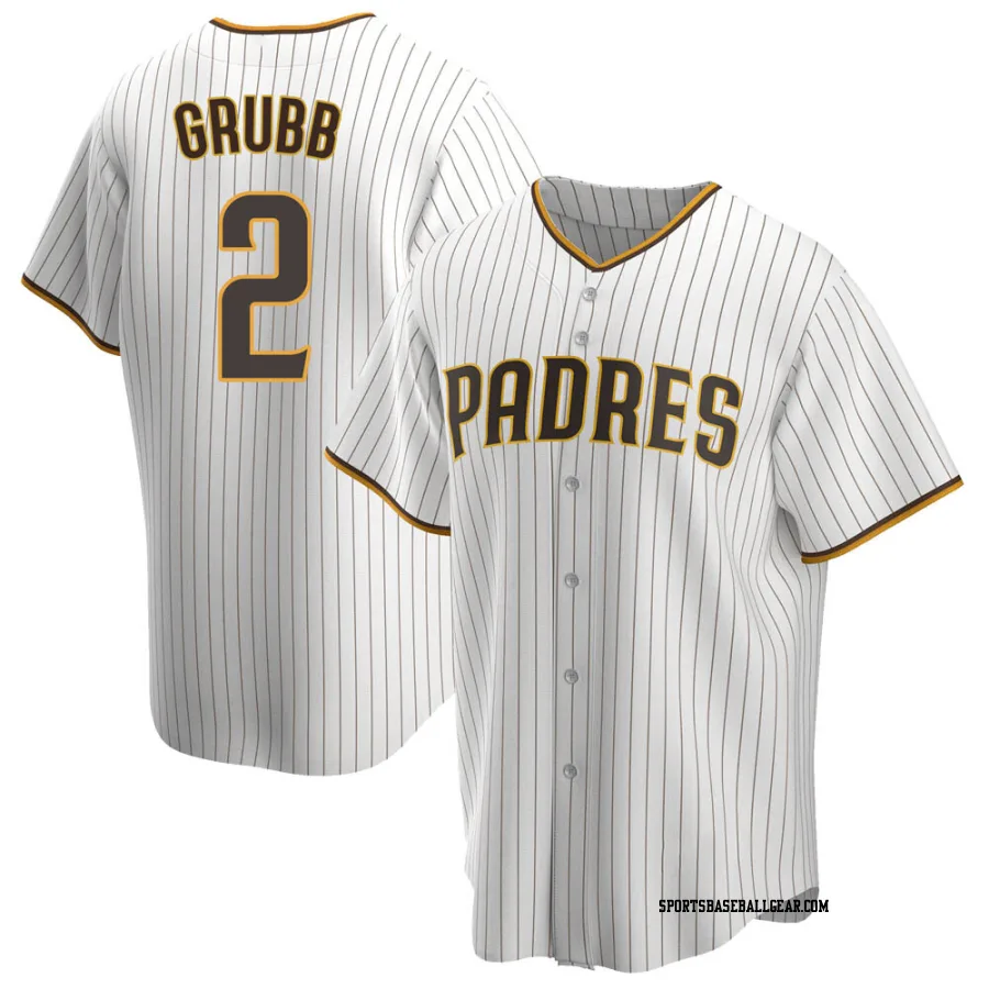 Johnny Grubb Men's San Diego Padres White/Brown Replica Home Jersey