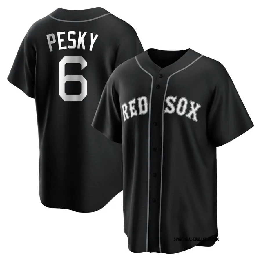 Johnny Pesky Men's Boston Red Sox Black/White Replica Jersey