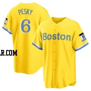 Johnny Pesky Men's Boston Red Sox Gold/Light Replica Blue 2021 City Connect Player Jersey