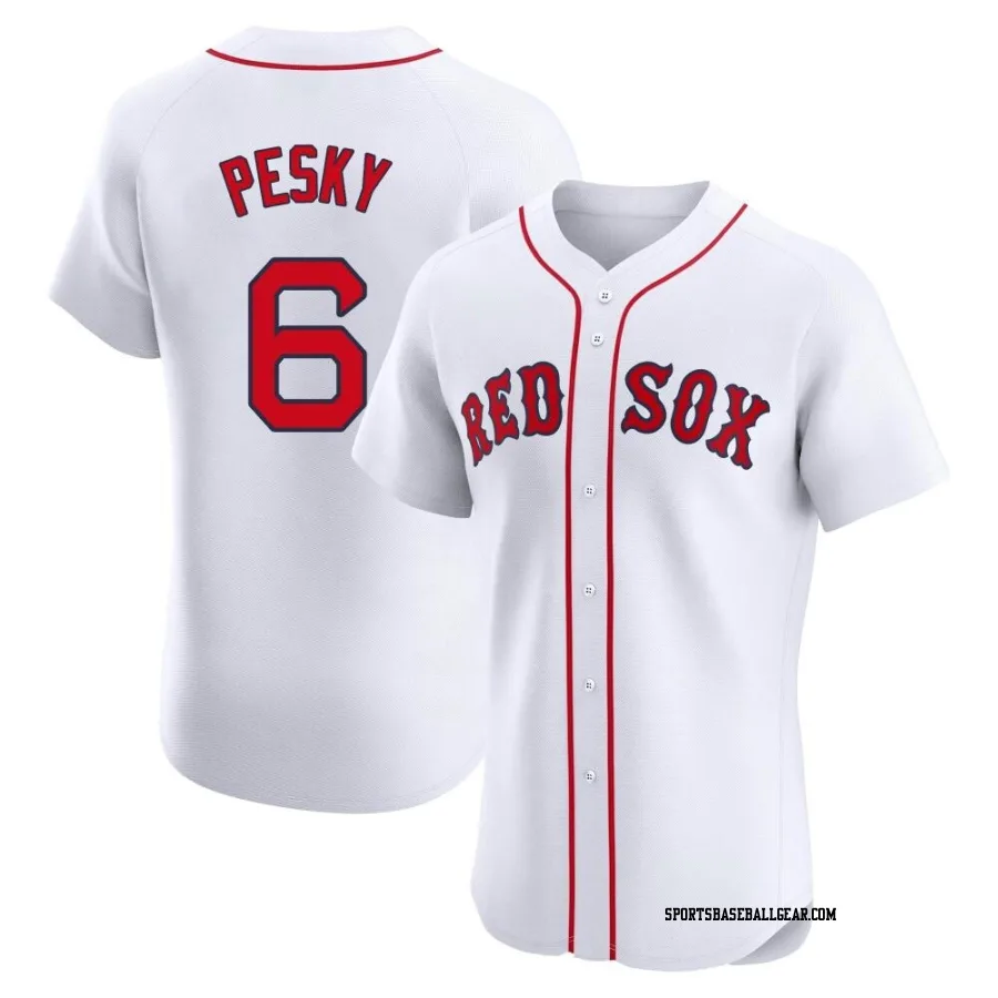 Johnny Pesky Men's Boston Red Sox White Elite Home Patch Jersey