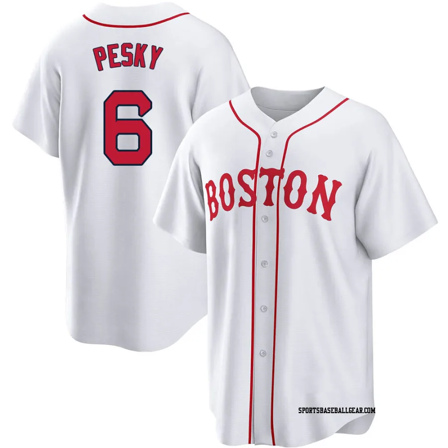 Johnny Pesky Men's Boston Red Sox White Replica 2021 Patriots' Day Jersey