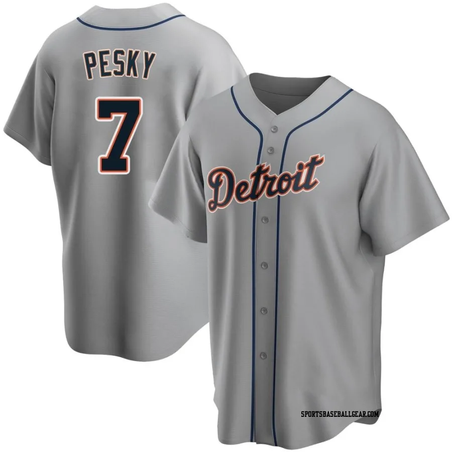 Johnny Pesky Men's Detroit Tigers Gray Replica Road Jersey