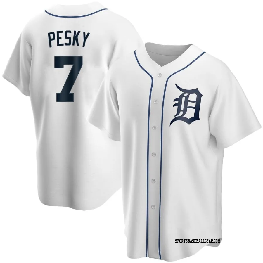 Johnny Pesky Men's Detroit Tigers White Replica Home Jersey