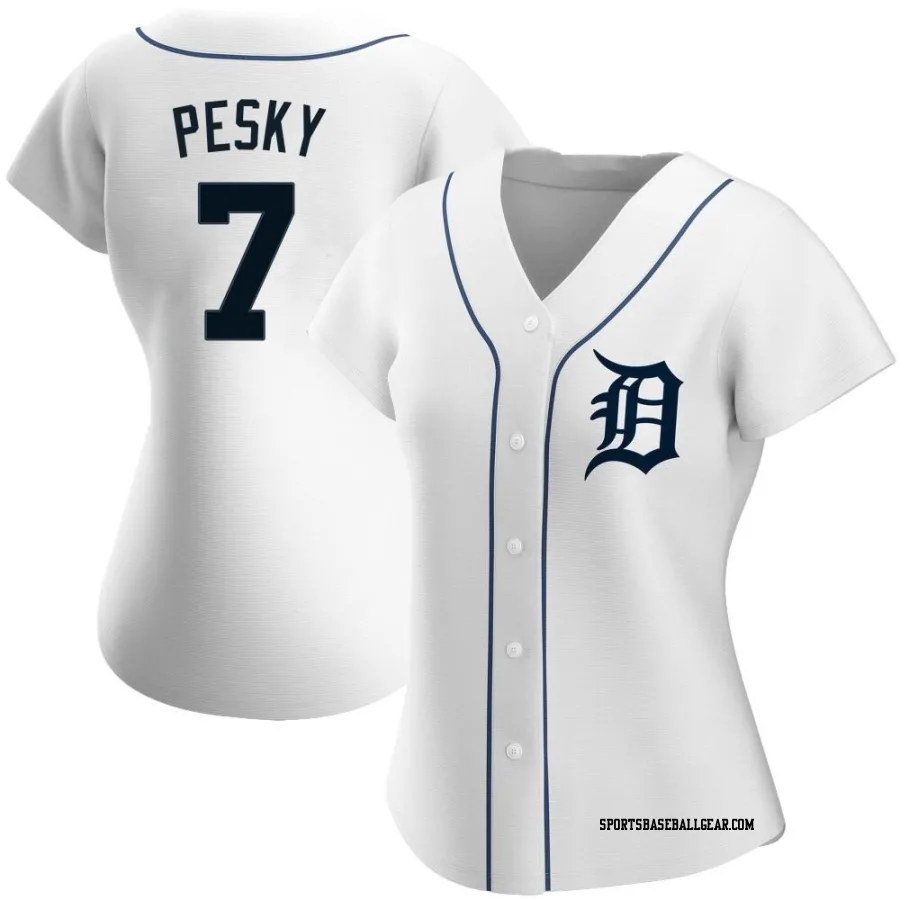 Johnny Pesky Women's Detroit Tigers White Replica Home Jersey