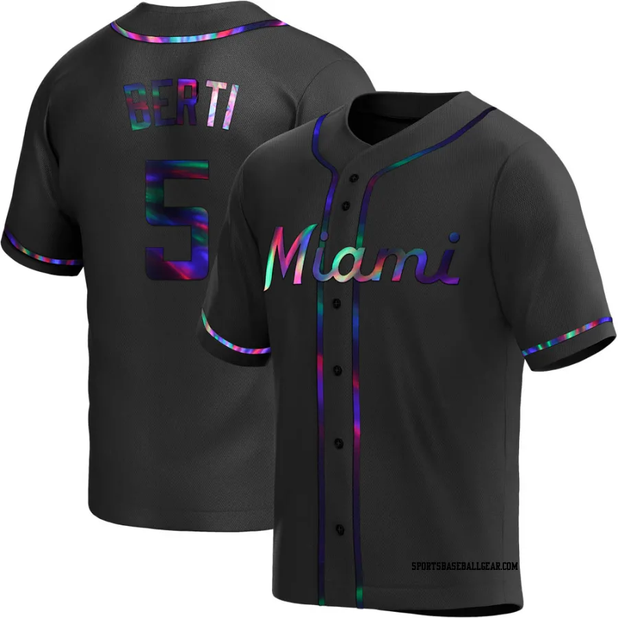 Jon Berti Men's Miami Marlins Black Holographic Replica Alternate Jersey