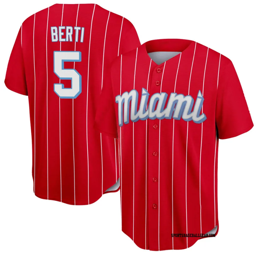 Jon Berti Men's Miami Marlins Red Replica 2021 City Connect Jersey