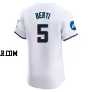 Jon Berti Men's Miami Marlins White Elite Home Patch Jersey