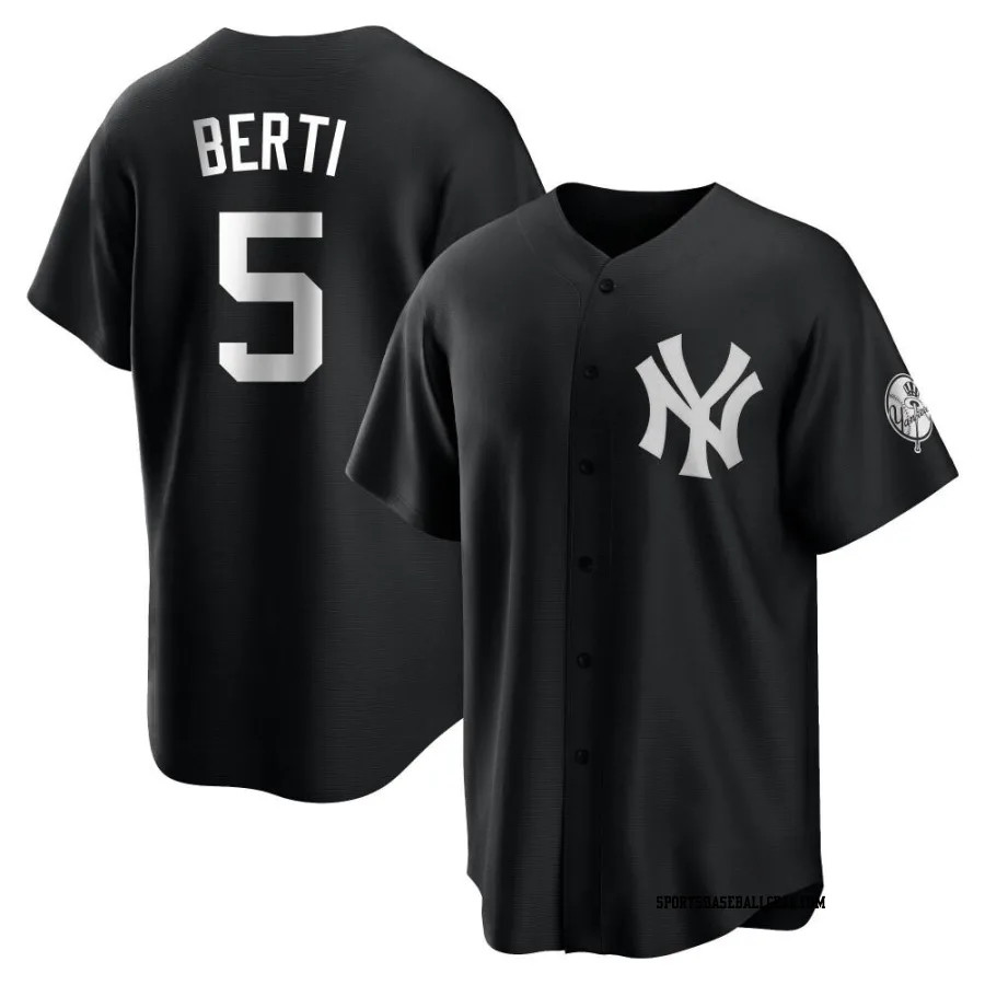 Jon Berti Youth New York Yankees Black/White Replica Jersey