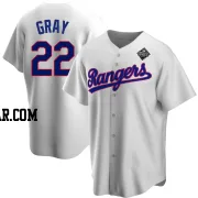 Jon Gray Youth Texas Rangers White Replica Home Cooperstown Collection 2023 World Series Jersey