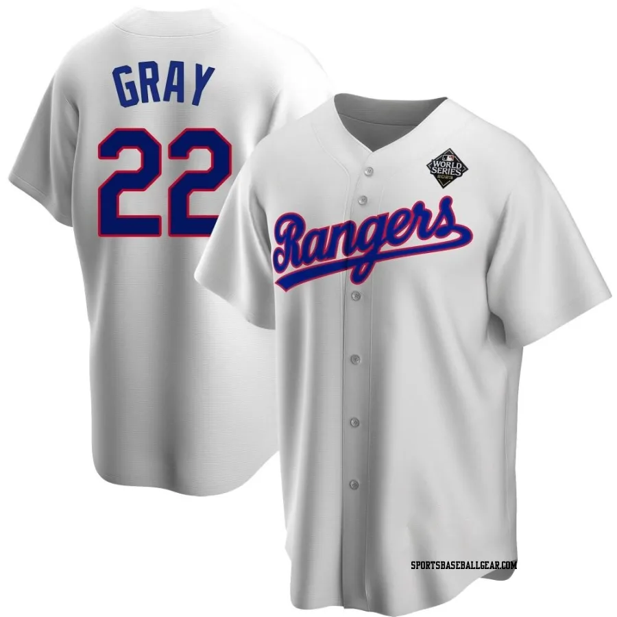 Jon Gray Youth Texas Rangers White Replica Home Cooperstown Collection 2023 World Series Jersey