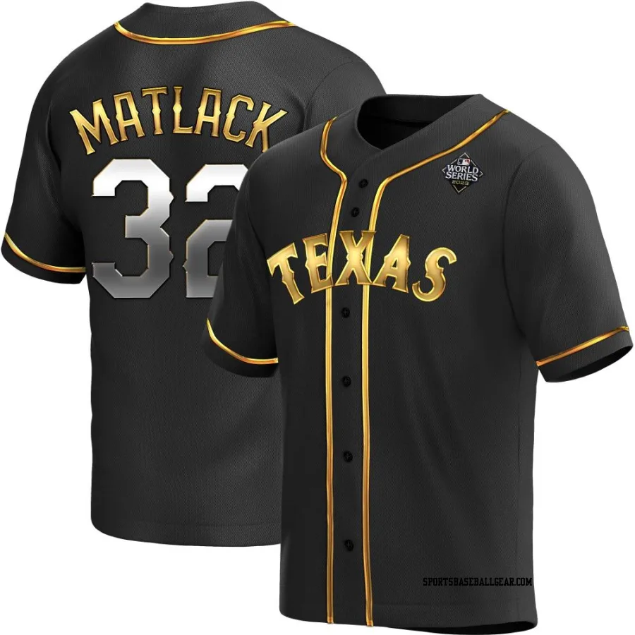 Jon Matlack Youth Texas Rangers Black Golden Replica Alternate 2023 World Series Jersey