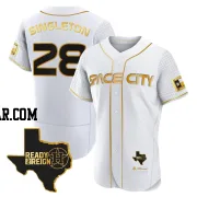 Jon Singleton Men's Houston Astros White/Gold Authentic 2023 Space City Ready 2 Reign Flex Base Jersey