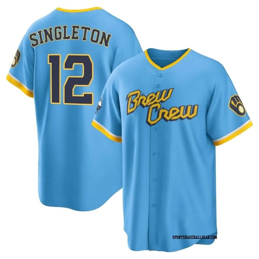 Jon Singleton Men's Milwaukee Brewers Blue Replica Powder 2022 City Connect Jersey