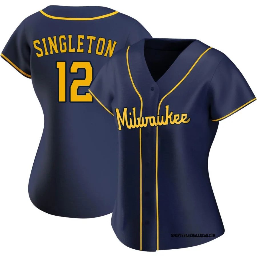 Jon Singleton Women's Milwaukee Brewers Navy Authentic Alternate Jersey