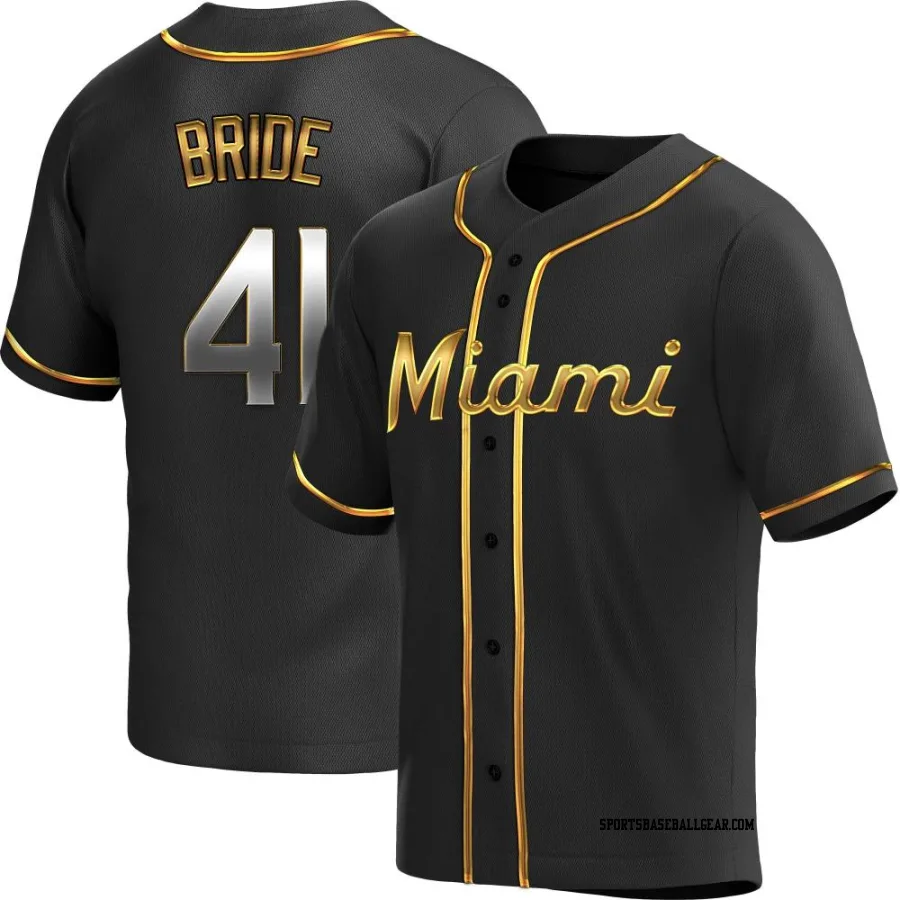 Jonah Bride Men's Miami Marlins Black Golden Replica Alternate Jersey