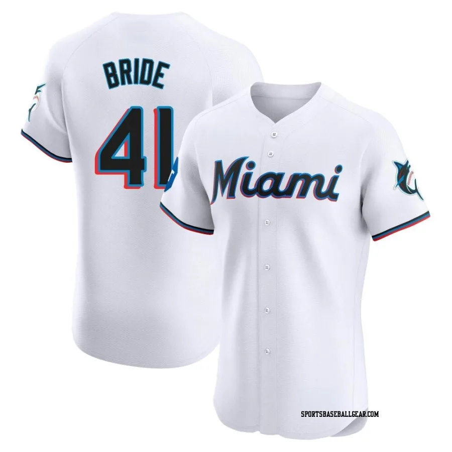 Jonah Bride Men's Miami Marlins White Elite Home Patch Jersey