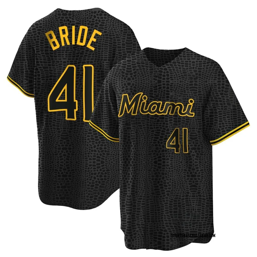 Jonah Bride Youth Miami Marlins Black Replica Snake Skin City Jersey