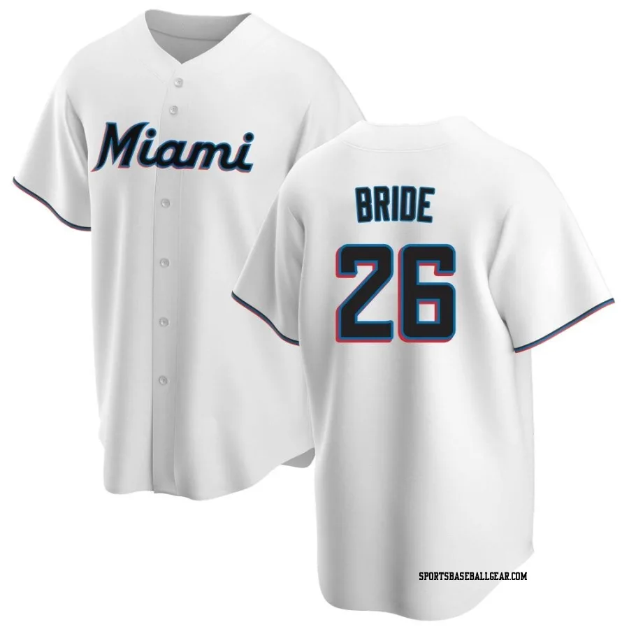 Jonah Bride Youth Miami Marlins White Replica Home Jersey