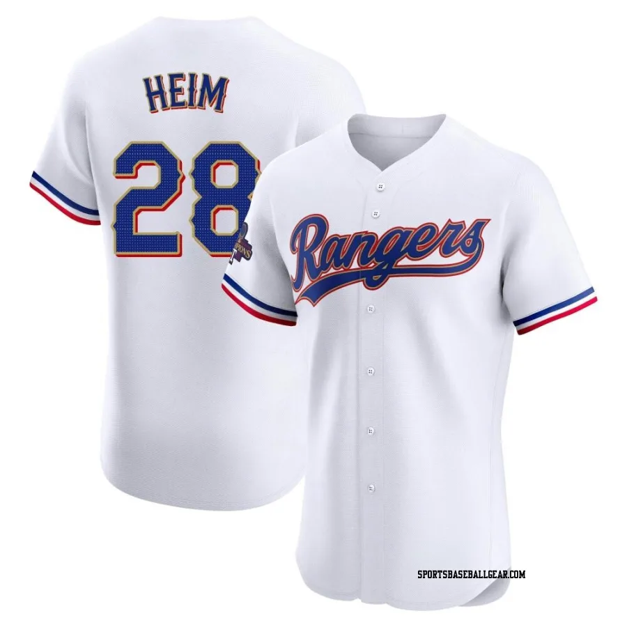 Jonah Heim Men's Texas Rangers Gold Elite White 2024 Collection Jersey