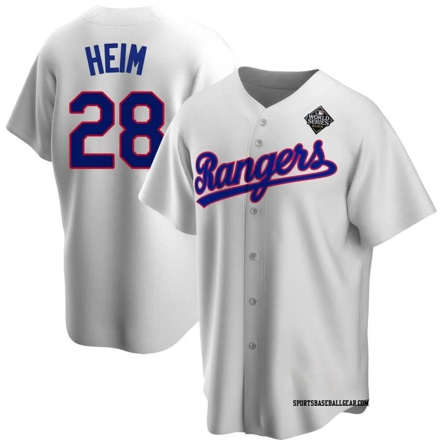 Jonah Heim Men's Texas Rangers White Replica Home Cooperstown Collection 2023 World Series Jersey