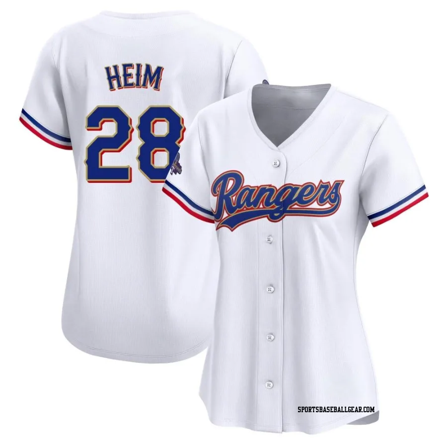 Jonah Heim Women's Texas Rangers Gold Limited White 2024 Collection Jersey