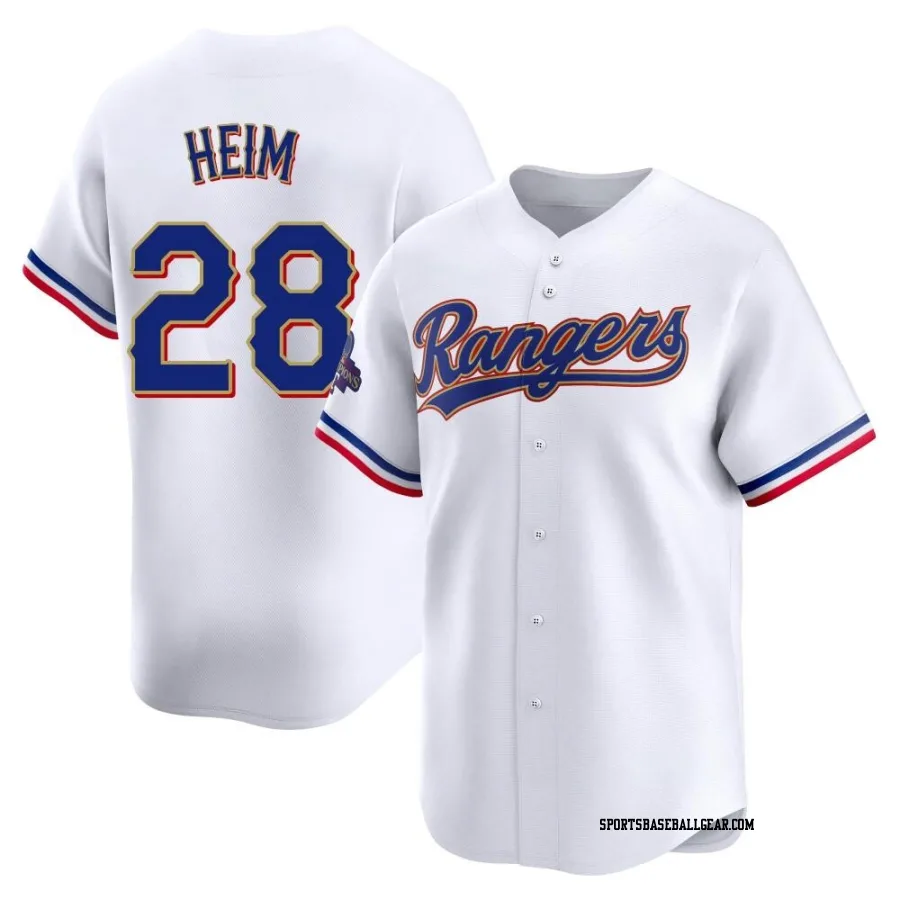 Jonah Heim Youth Texas Rangers Gold Limited White 2024 Collection Jersey