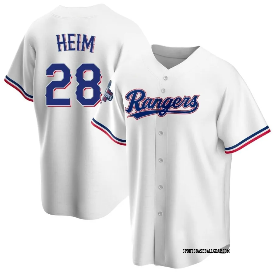 Jonah Heim Youth Texas Rangers White Replica Home 2023 World Series Champions Jersey