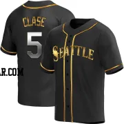 Jonatan Clase Men's Seattle Mariners Black Golden Replica Alternate Jersey